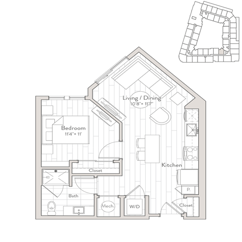a floor plan of the apartment